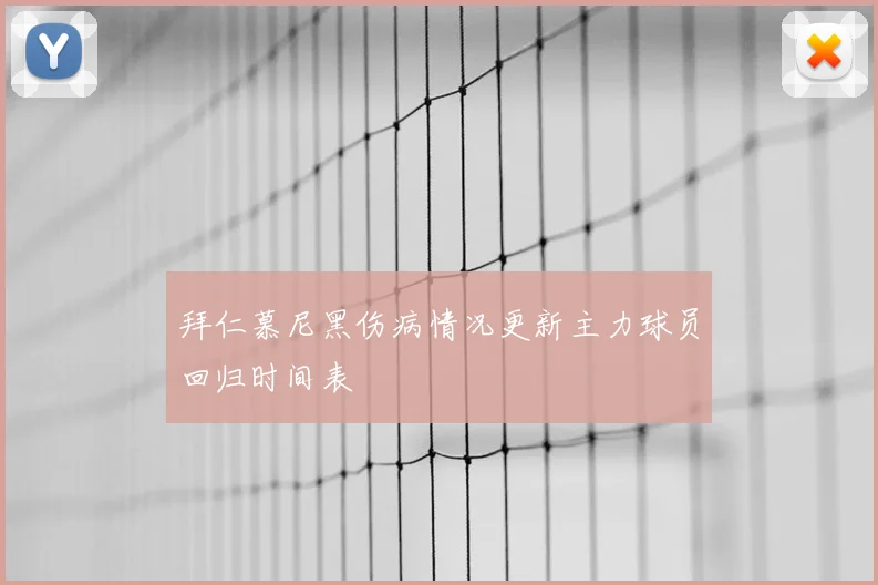 拜仁慕尼黑伤病情况更新主力球员回归时间表
